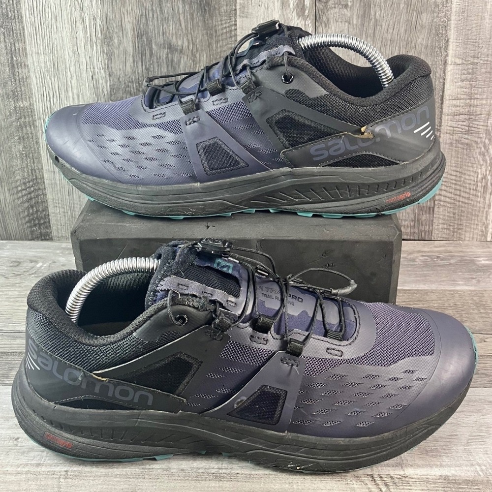 Salomon Ultra Pro Trail Running Shoes Mens 9 Navy Blue Black Teal 404947